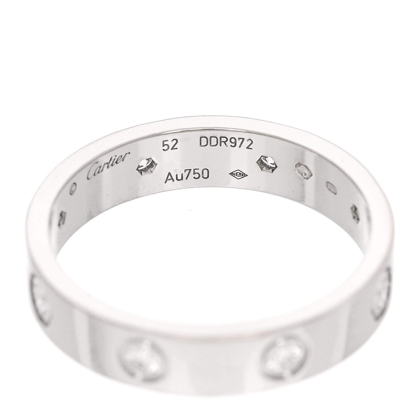 18K White Gold 8 Diamond 4mm Wedding Band LOVE Ring 52 6