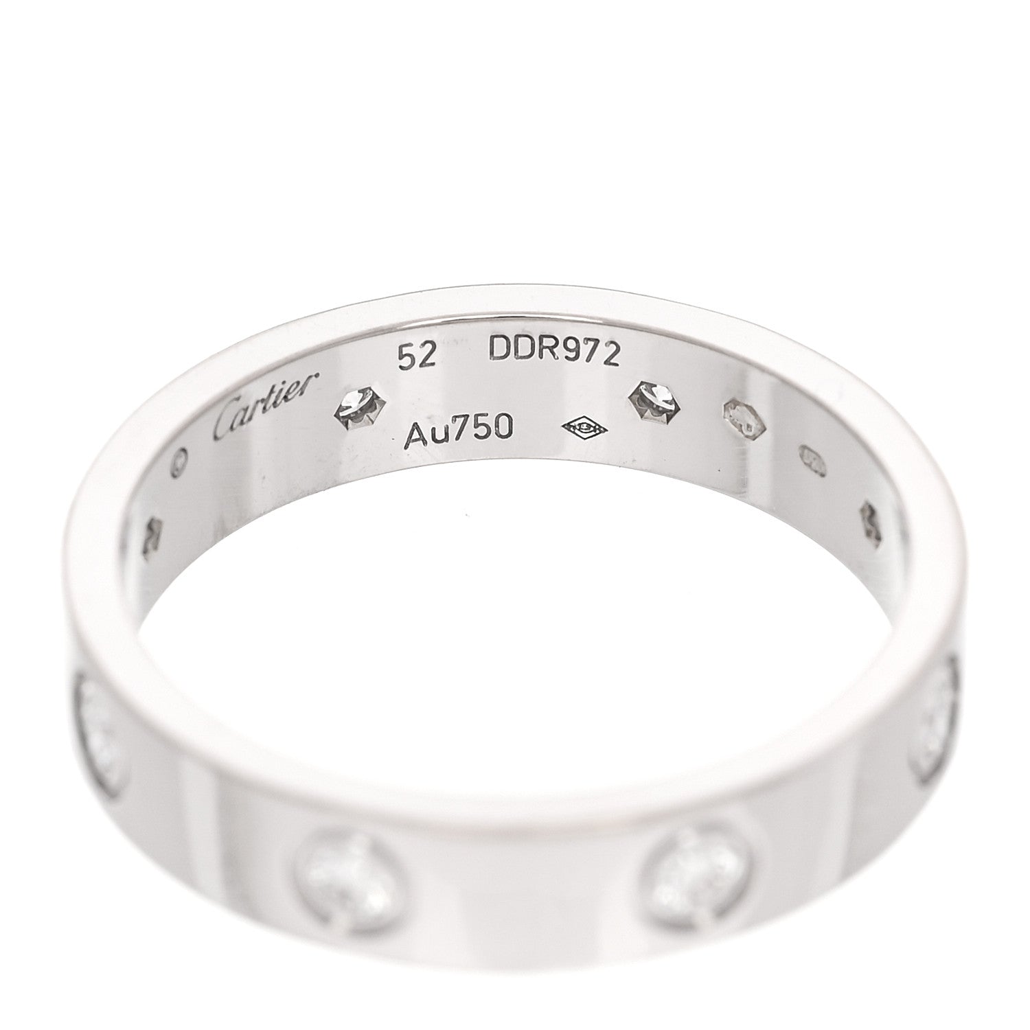Cartier 18K White Gold 8 Diamond 4mm Wedding Band LOVE Ring 52 6 4 of 4