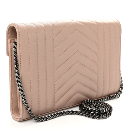 Saint Laurent Sheepskin Tri-Quilt Monogram Envelope Chain Wallet Dark Beige 3 of 12