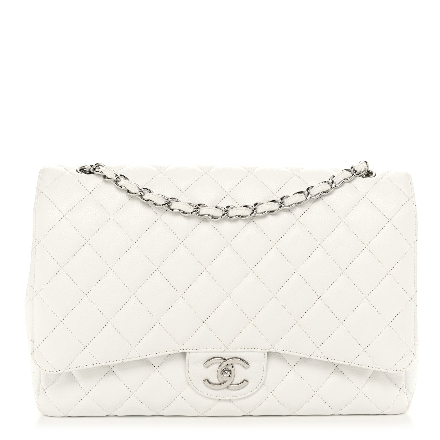 Chanel Caviar Quilted Maxi Double Flap White 1 of 12