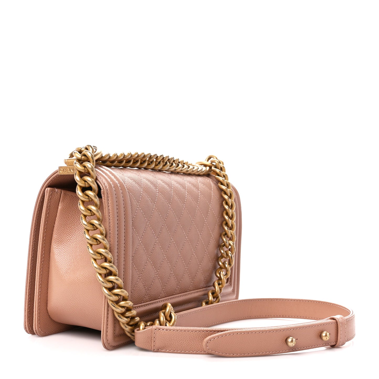 Caviar Quilted Medium Boy Flap Beige