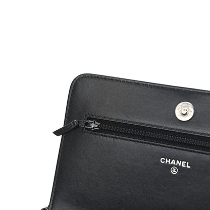 Chanel Calfskin Chain 20s Signe Wallet on Chain WOC Black 12 of 14