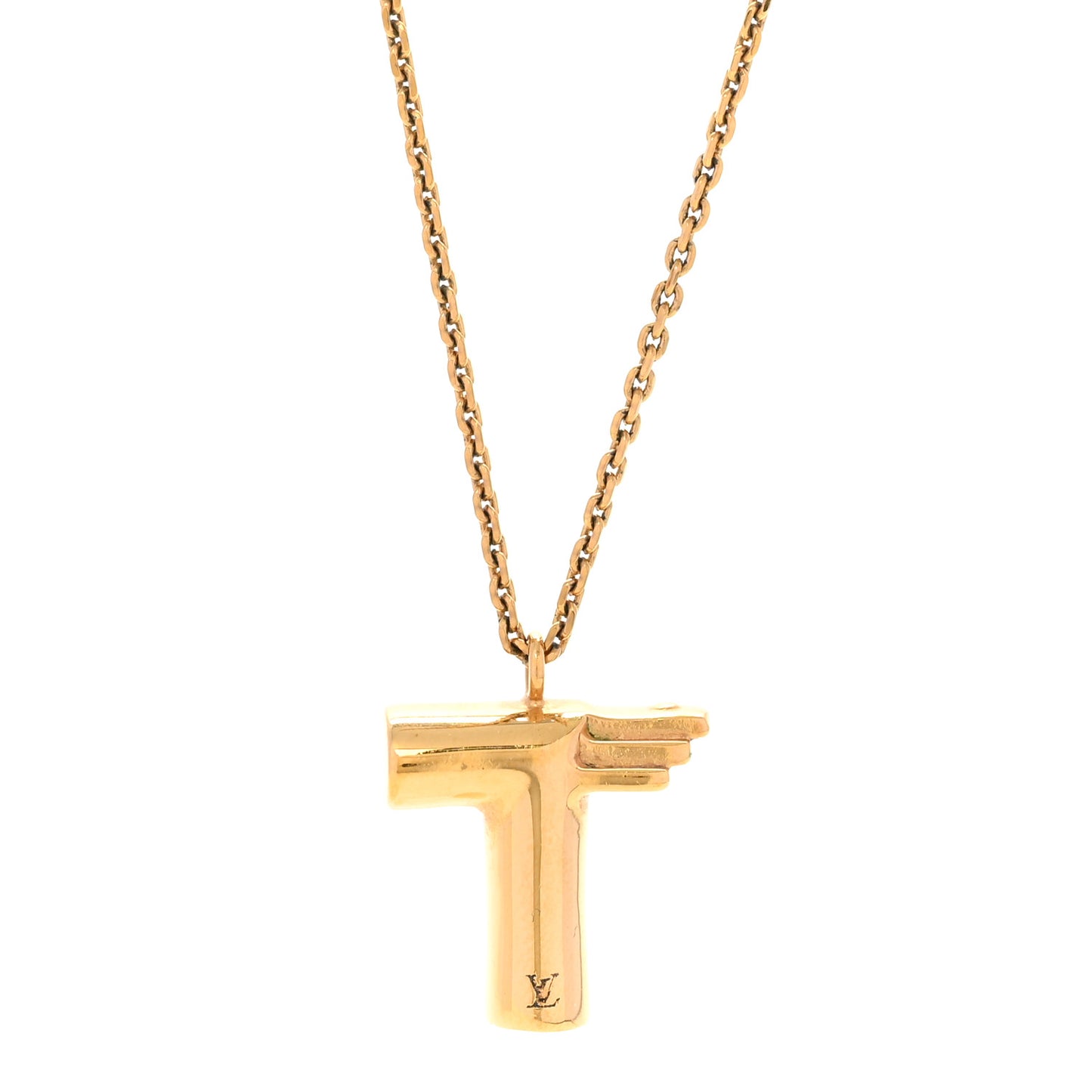 Metal LV And Me Letter T Necklace Gold