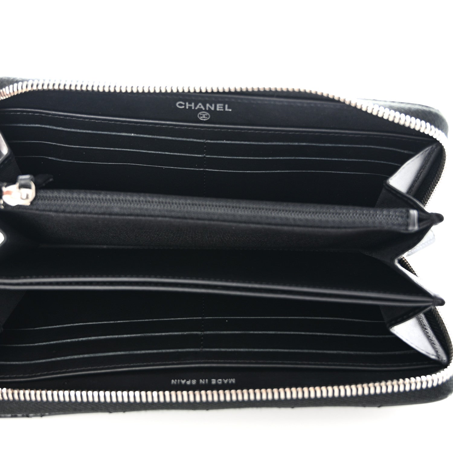 Chanel Patent Quilted Large Gusset Zip Around Wallet Black 5 of 9