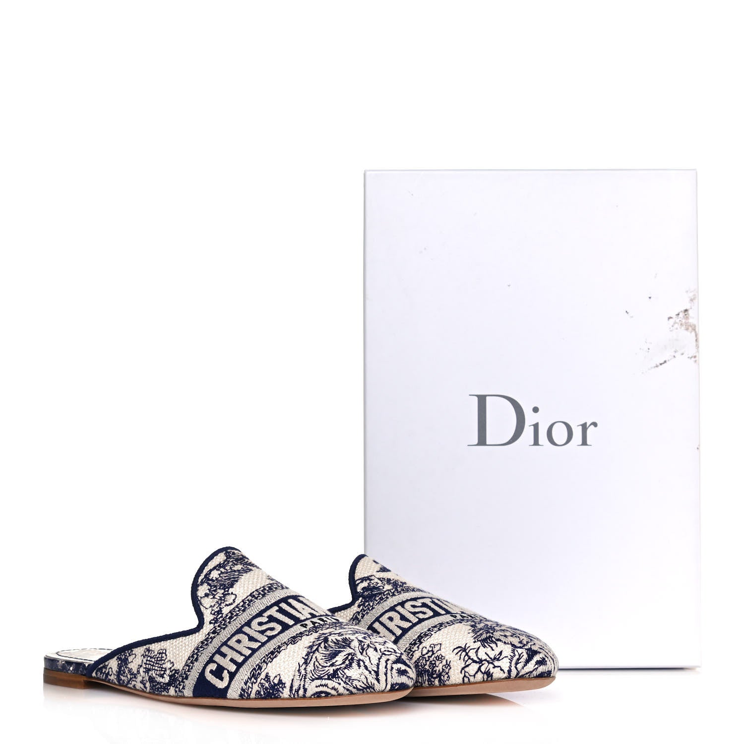Christian Dior Canvas Cotton Embroidered Dioriviera Mules 40 Blue 9 of 9