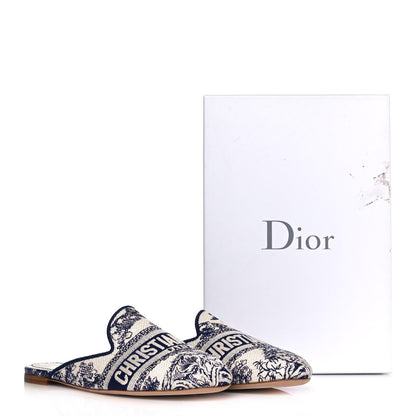 Christian Dior Canvas Cotton Embroidered Dioriviera Mules 40 Blue 9 of 9
