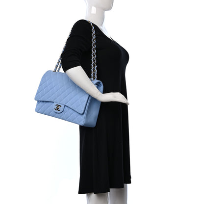 Chanel Caviar Quilted Maxi Double Flap Light Blue 2 of 10