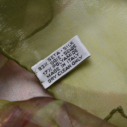 Chanel Silk Blend CC Print Scarf Green Pink 6 of 6
