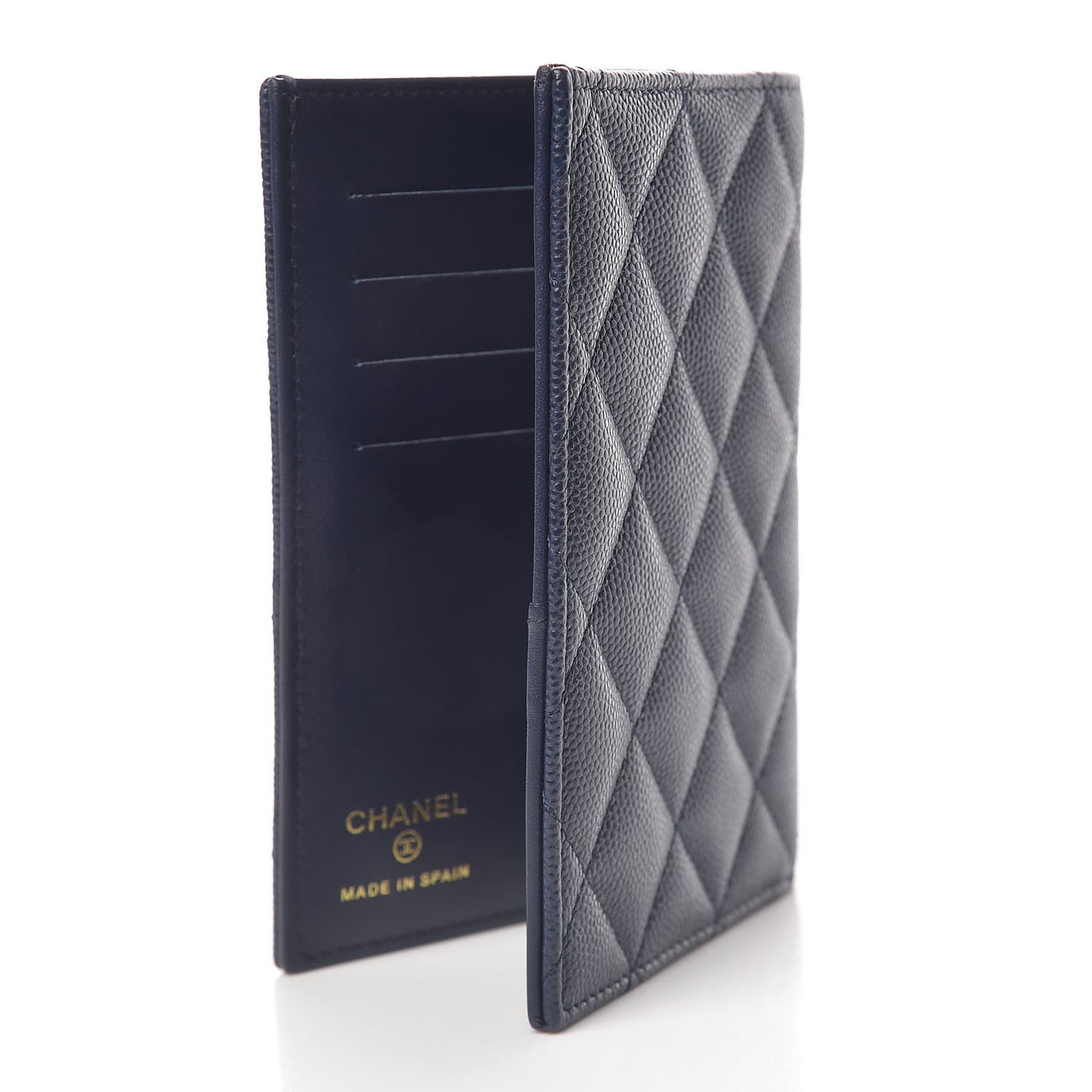 Caviar Quilted Passport Holder Blue