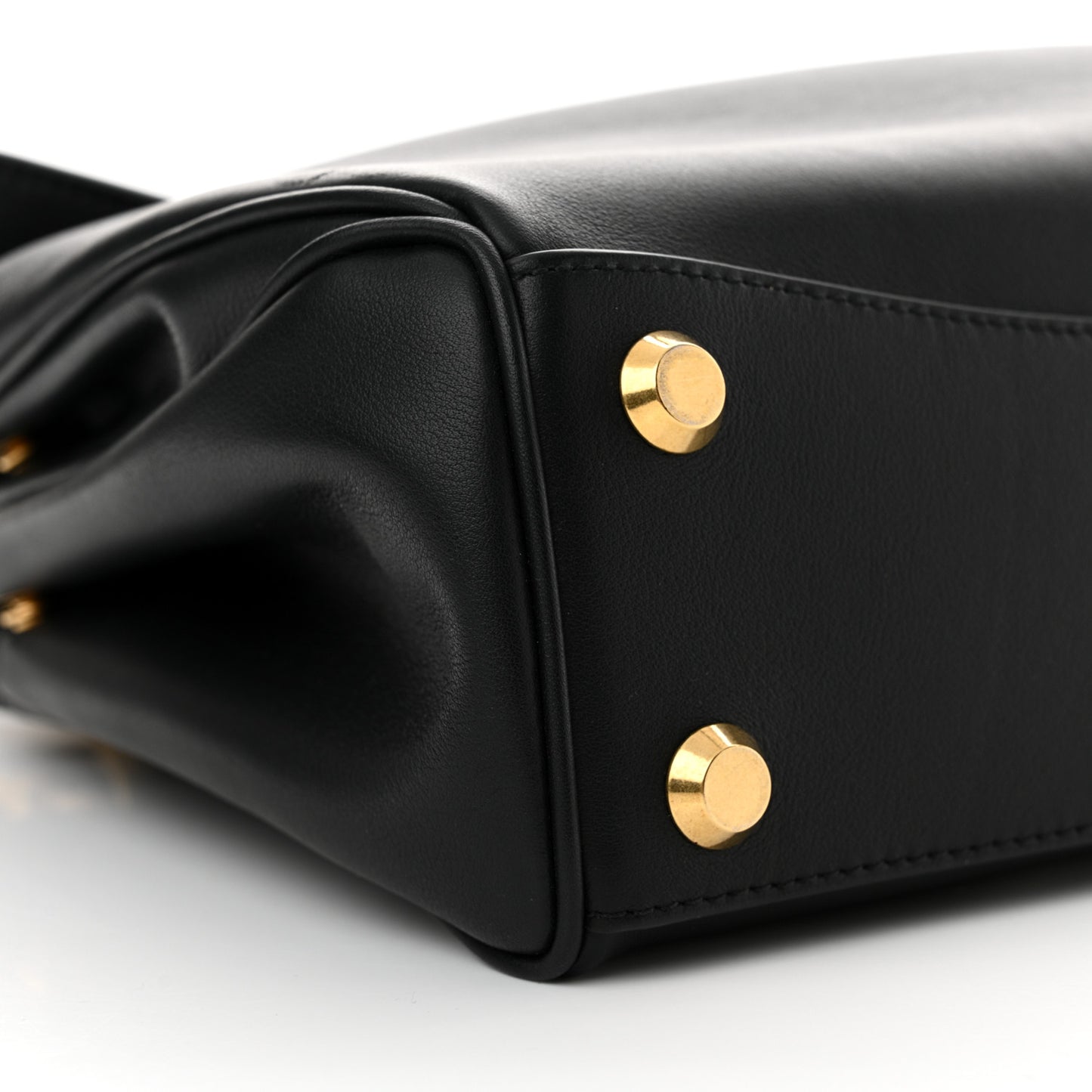 Natural Smooth Calfskin Small Rodeo Top Handle Handbag Black