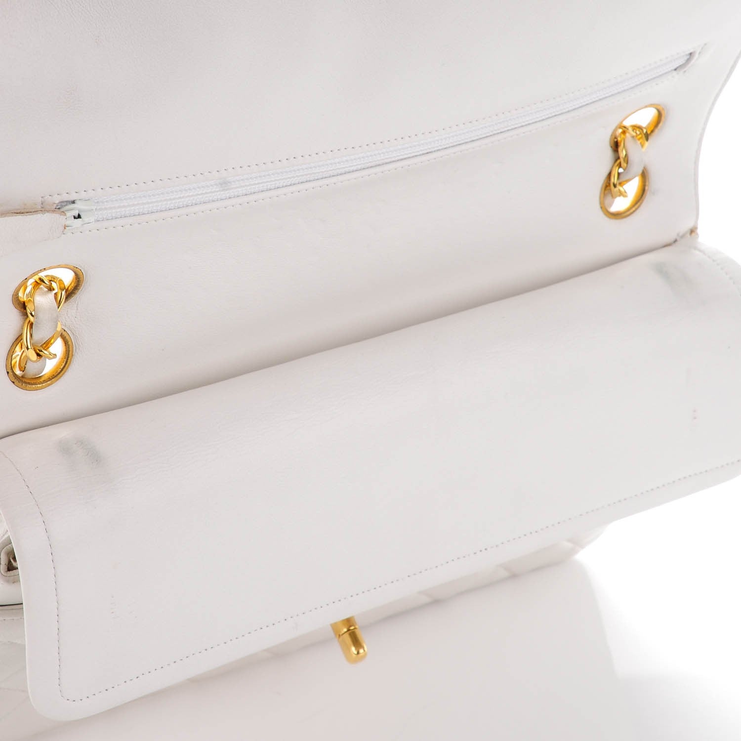 Chanel Lambskin Quilted Medium Double Flap White 10 of 10