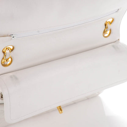 Chanel Lambskin Quilted Medium Double Flap White 10 of 10