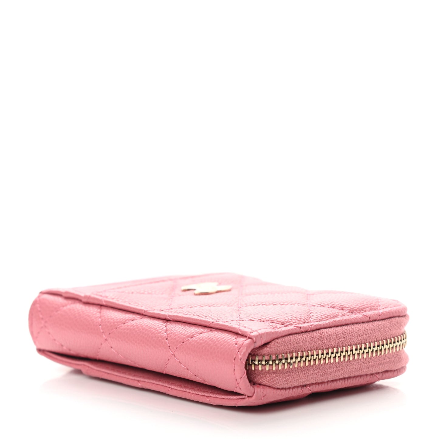 Caviar Quilted Zip Card Holder Pink