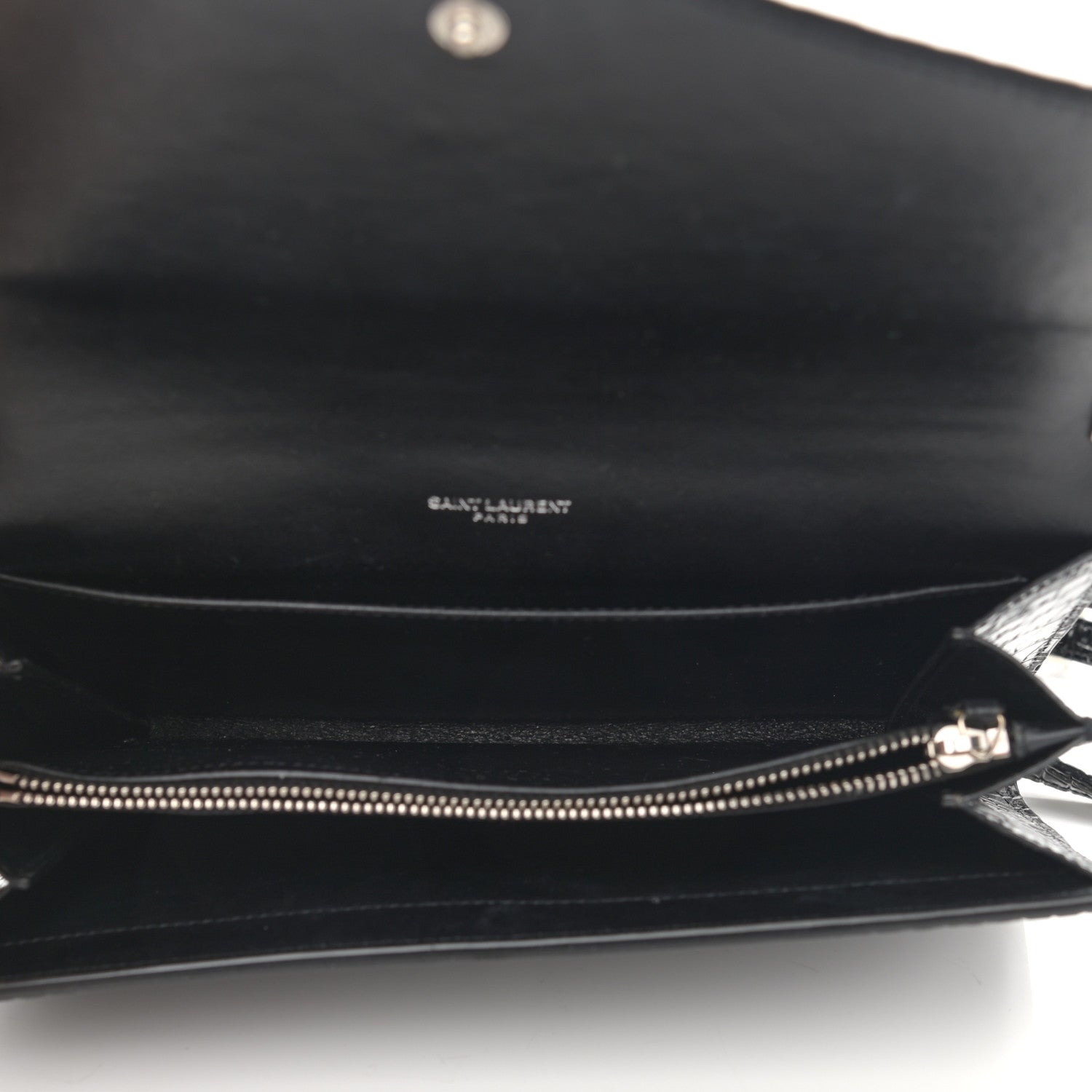 Saint Laurent Calfskin Crocodile Embossed Monogram Mini Uptown Crossbody Black 5 of 14