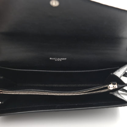 Saint Laurent Calfskin Crocodile Embossed Monogram Mini Uptown Crossbody Black 5 of 14
