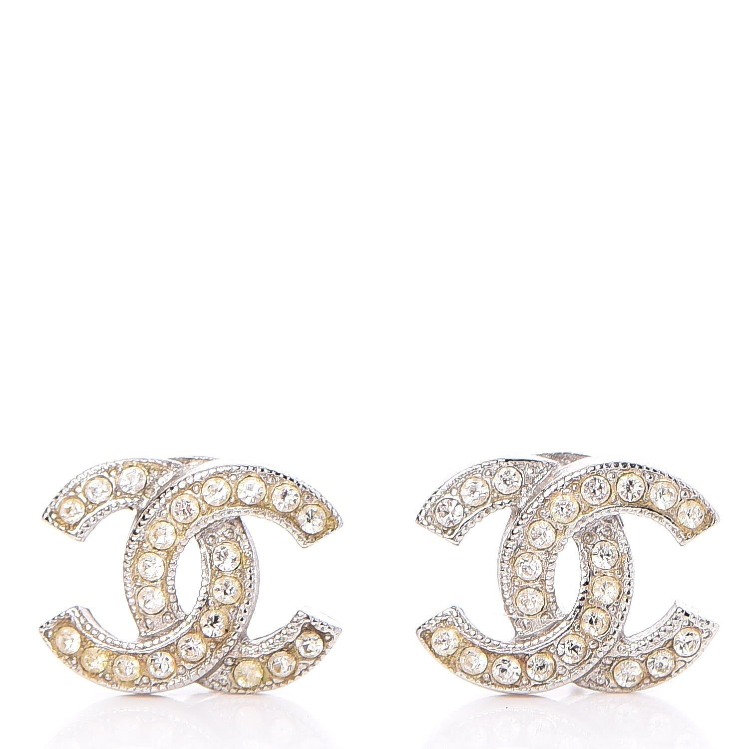Chanel Crystal CC Earrings Silver 1 of 4