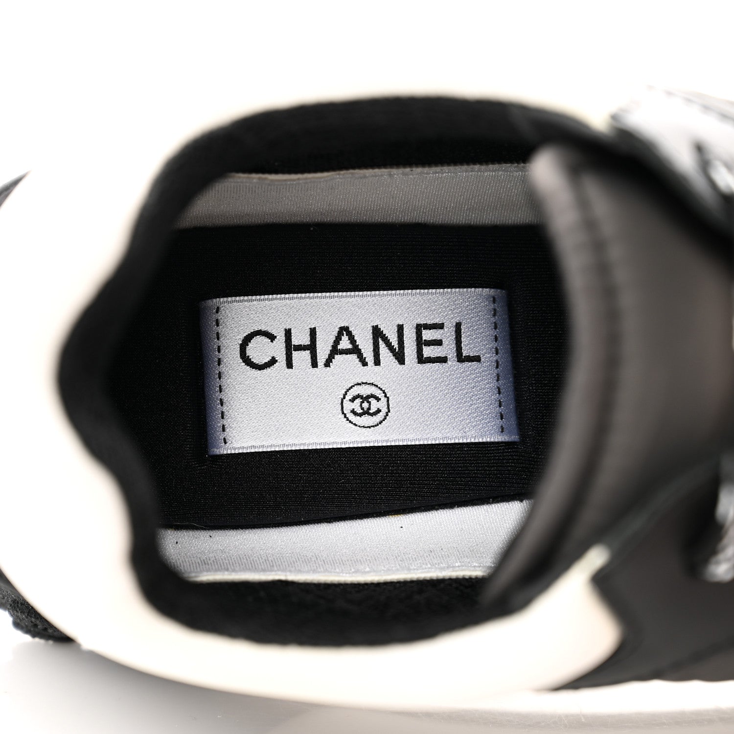 Chanel Nylon Calfskin Suede CC Sneakers 40 Grey Black White 7 of 8