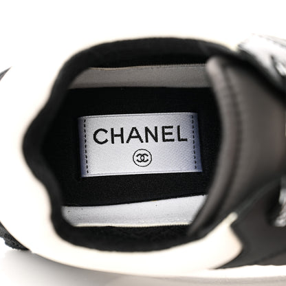 Chanel Nylon Calfskin Suede CC Sneakers 40 Grey Black White 7 of 8