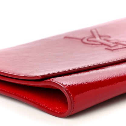 Saint Laurent Textured Patent Monogram Large Belle De Jour Clutch Red 8 of 18