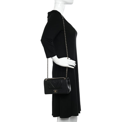 Chanel Sheepskin Chevron Quilted Small Vintage Mademoiselle Flap Black 3 of 16