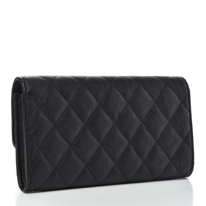 Chanel Crumpled Calfskin Quilted Large Flap Wallet So Black 3 of 7