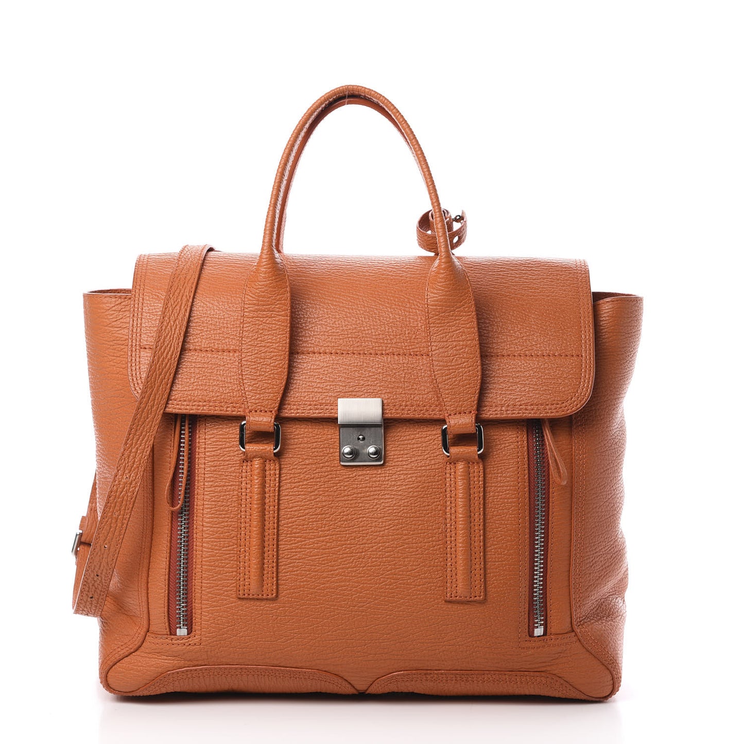 3.1 Textured Calfskin Large Pashli Satchel Mandarin