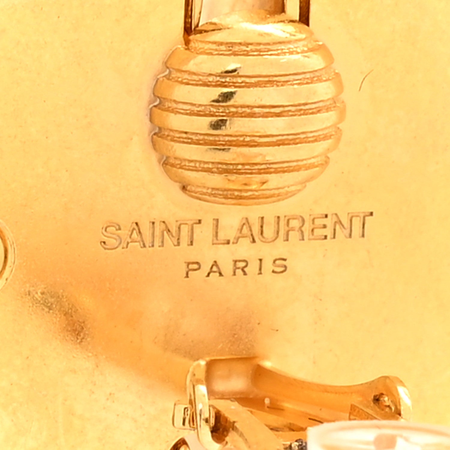 Saint Laurent Brass Double Half Ball Clip On Earrings Gold 4 of 5