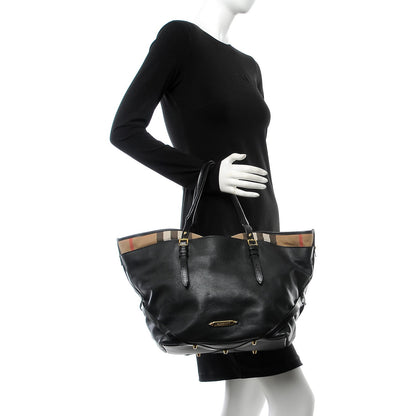 Burberry Calfskin House Check Medium Salisbury Tote Black 2 of 16