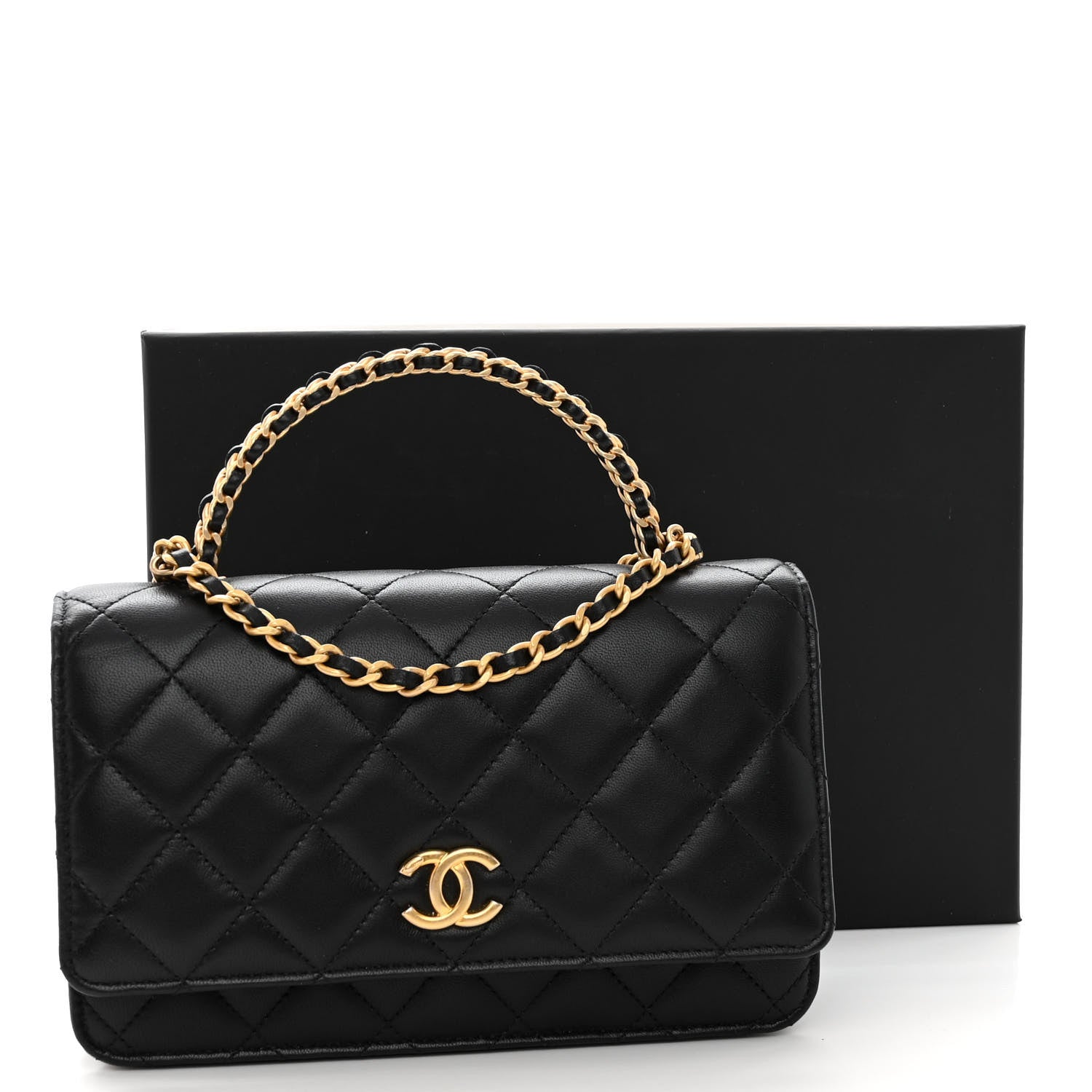 Chanel Lambskin Quilted Pick Me Up Wallet On Chain WOC Black 12 of 12