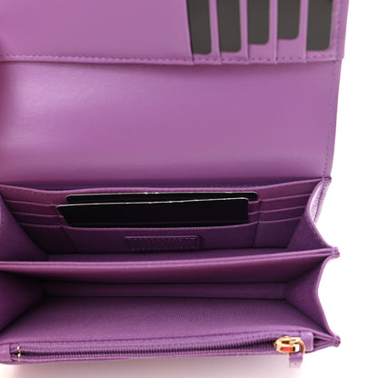 Chanel Lambskin Enamel Quilted Pending CC Clutch With Chain Purple 5 of 12