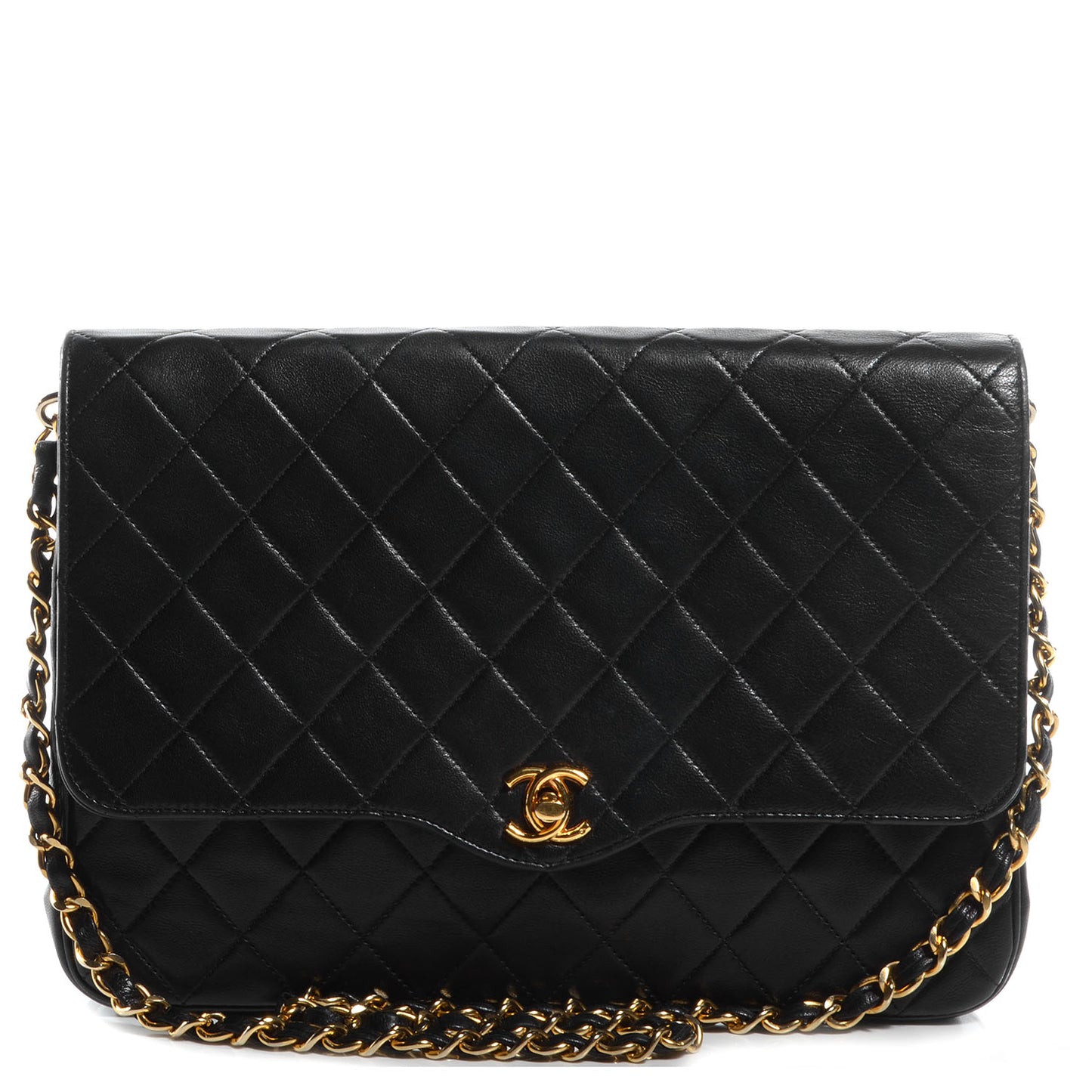 Lambskin Quilted Medium Single Flap Black