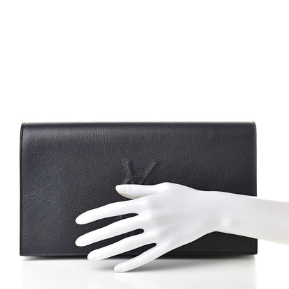 Saint Laurent Calfskin Monogram Large Belle De Jour Clutch Navy 2 of 7