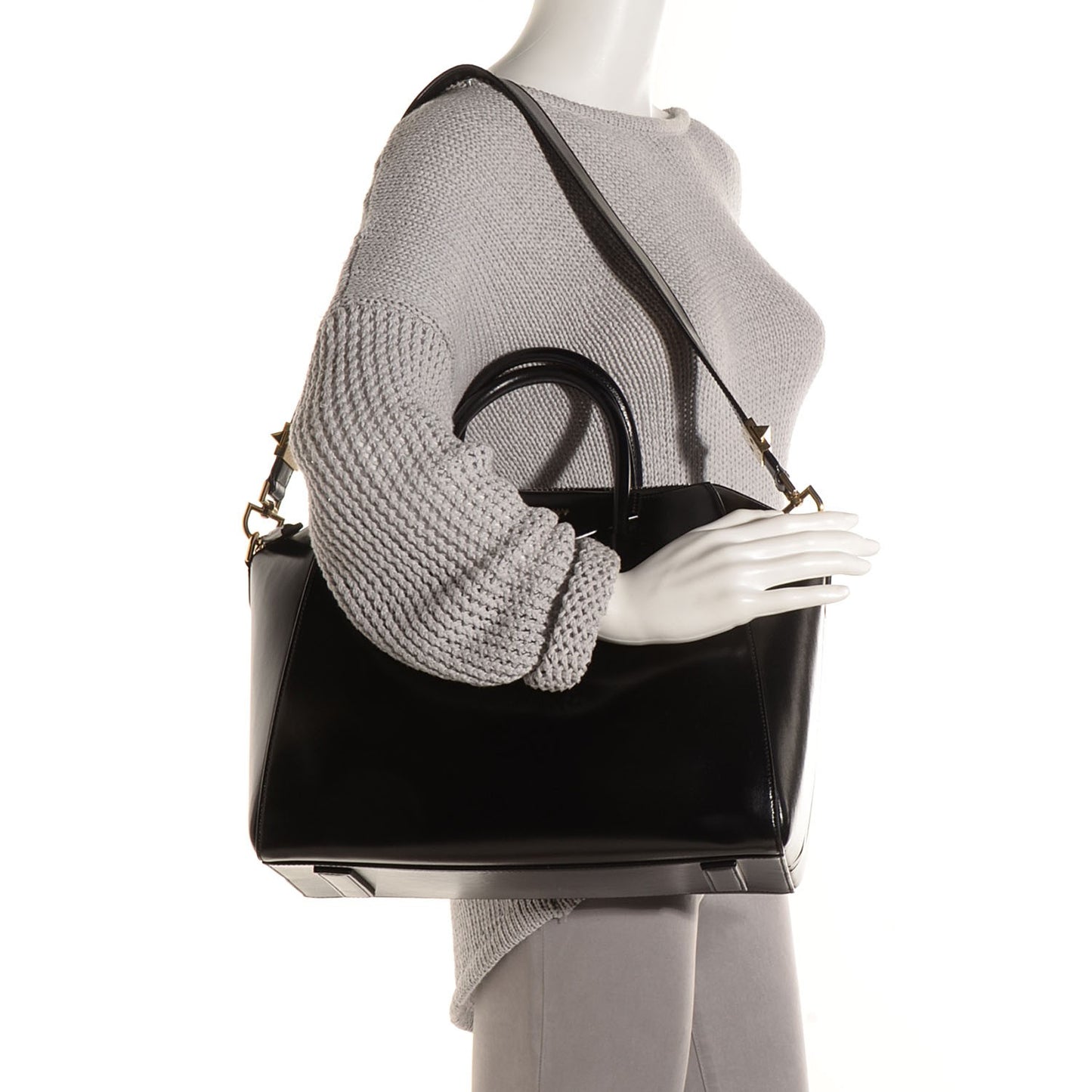 Shiny Lord Calfskin Medium Antigona Black