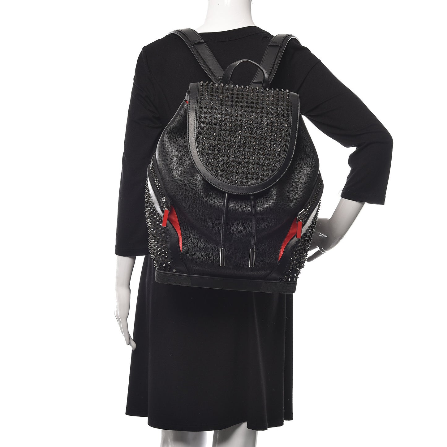 Calfskin Spiked Small Explorafunk Backpack Black