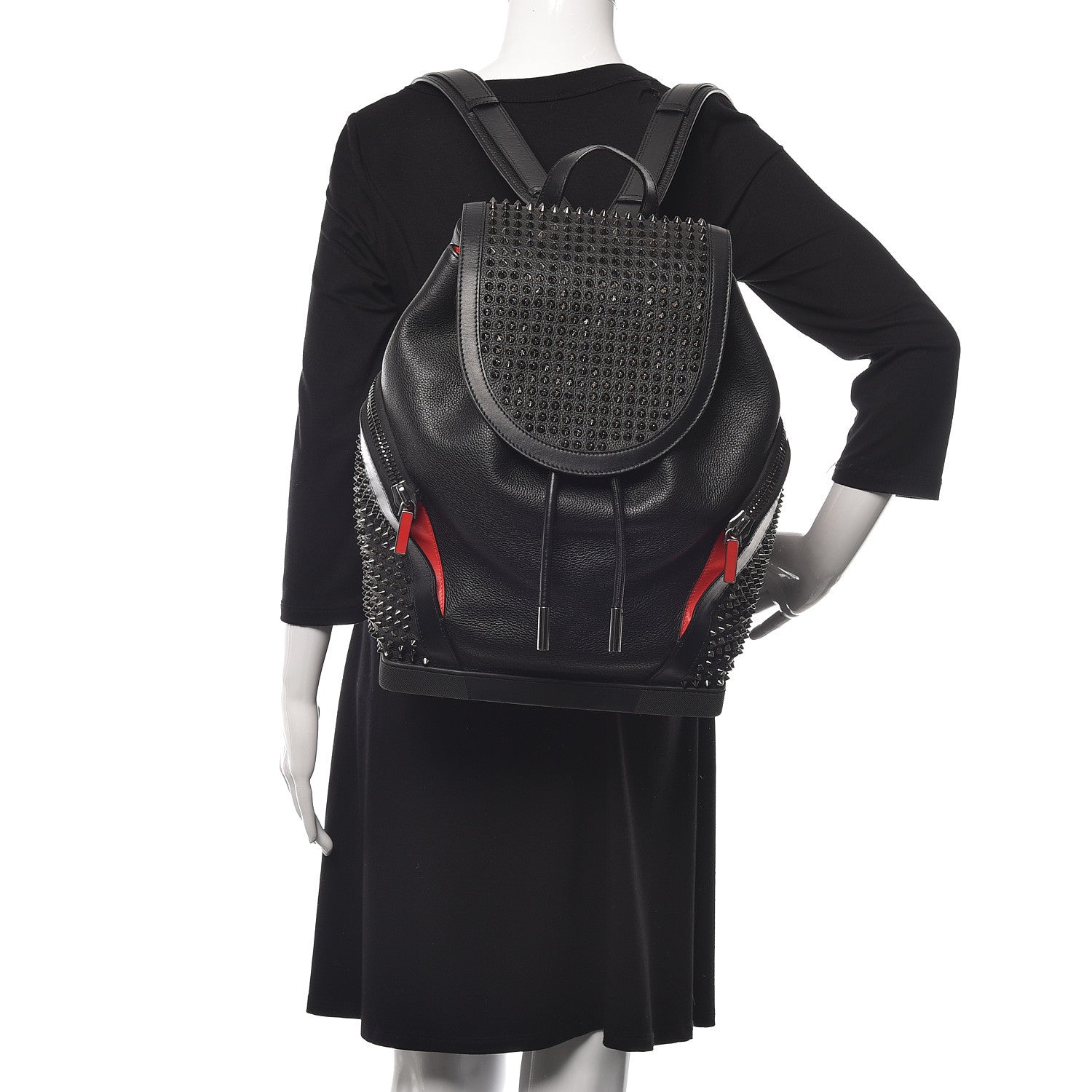 Christian Louboutin Calfskin Spiked Small Explorafunk Backpack Black 2 of 12