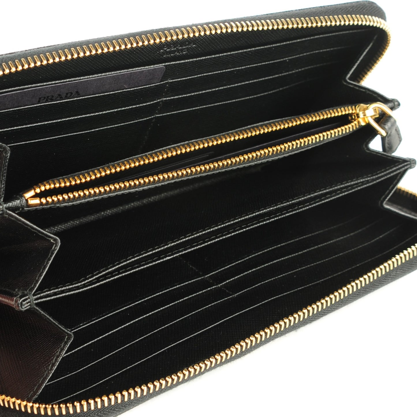 Saffiano Metal Zip Around Wallet Nero Black