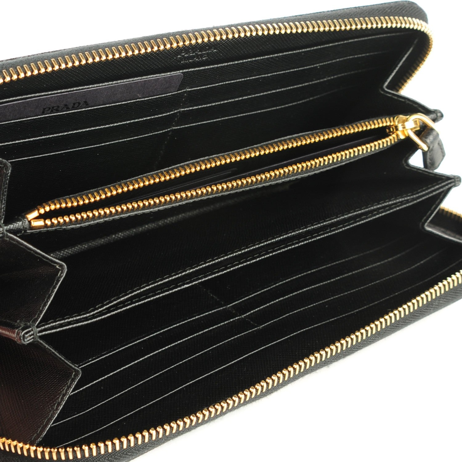 Prada Saffiano Metal Zip Around Wallet Nero Black 5 of 9