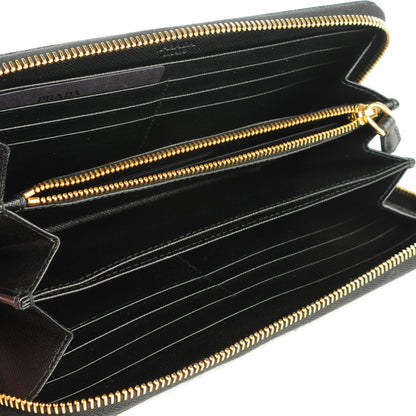 Prada Saffiano Metal Zip Around Wallet Nero Black 5 of 9