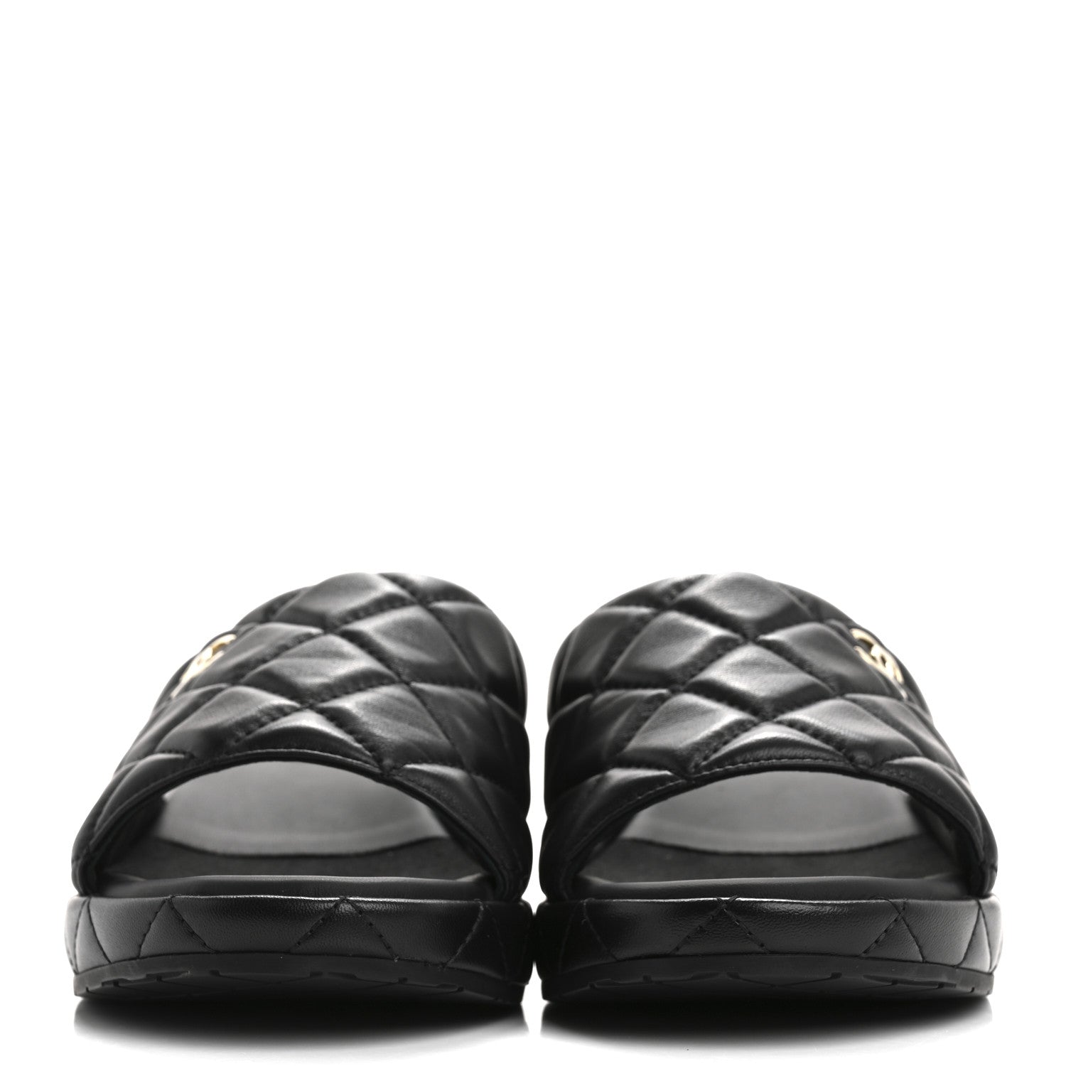 Chanel Lambskin Quilted CC Mules Wedge Sandals 40 Black 3 of 10