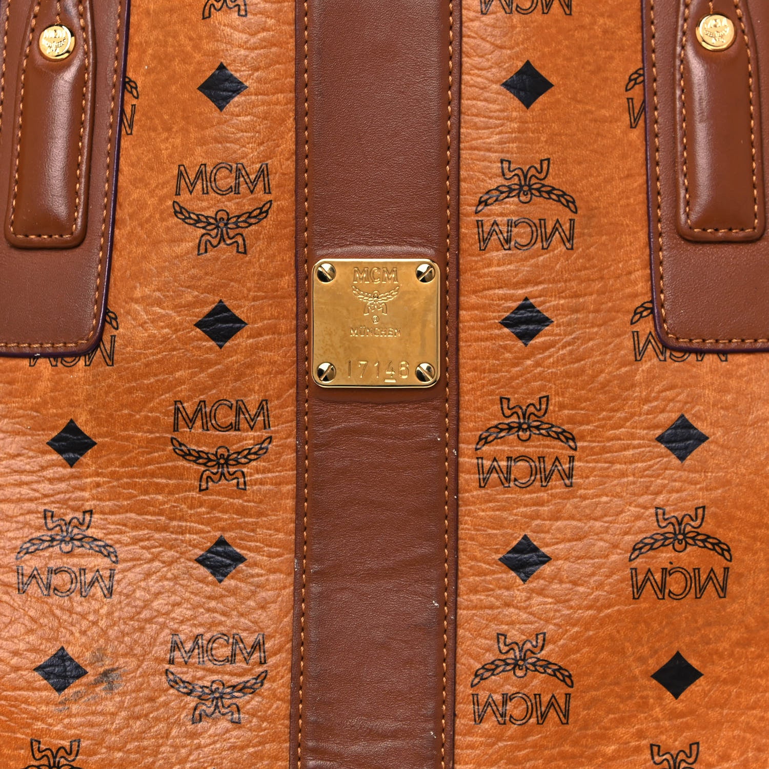 MCM Visetos Medium Liz Reversible Shopper Tote Cognac 7 of 28