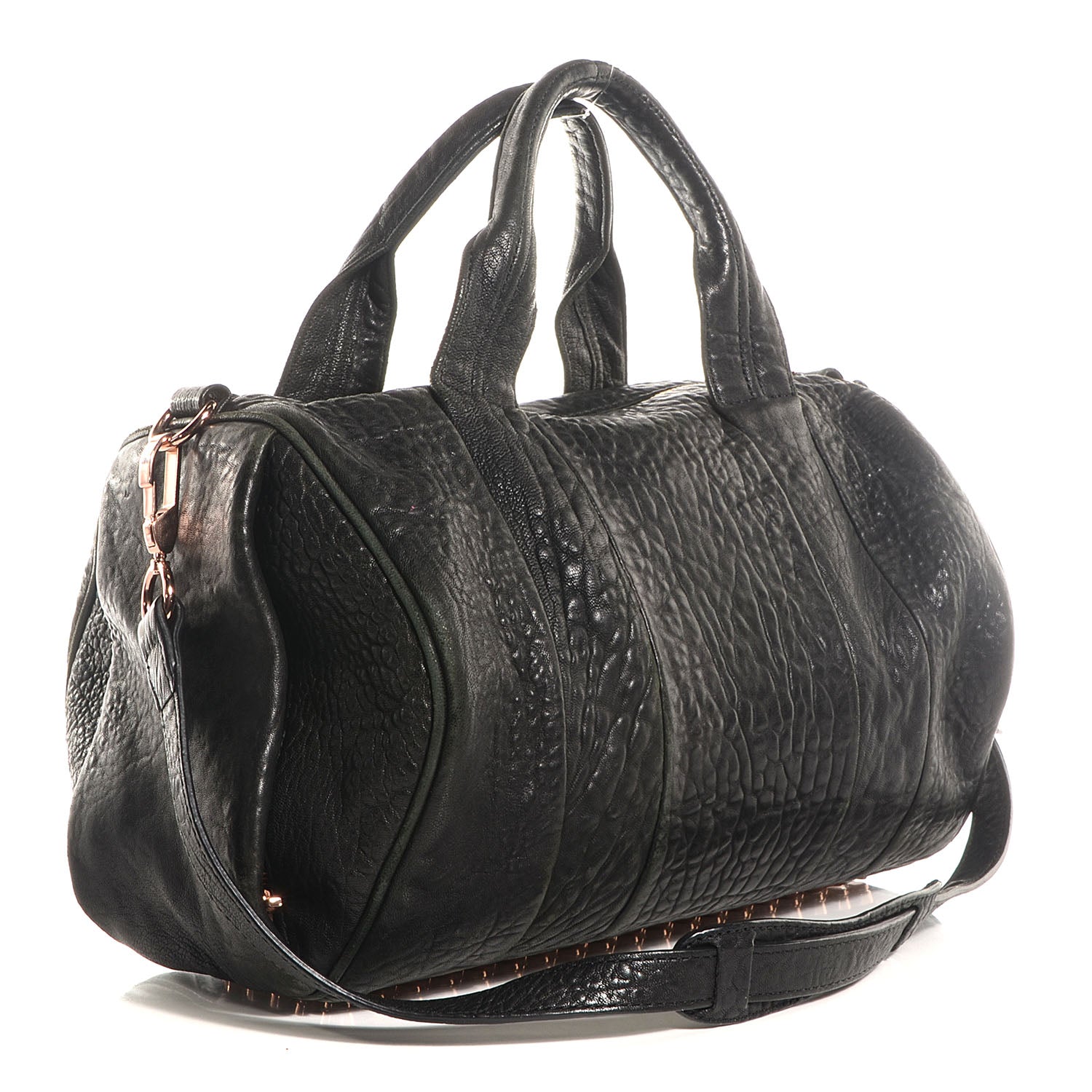 Alexander Wang Pebbled Lambskin Rocco Black w Rose Gold Hardware 3 of 6