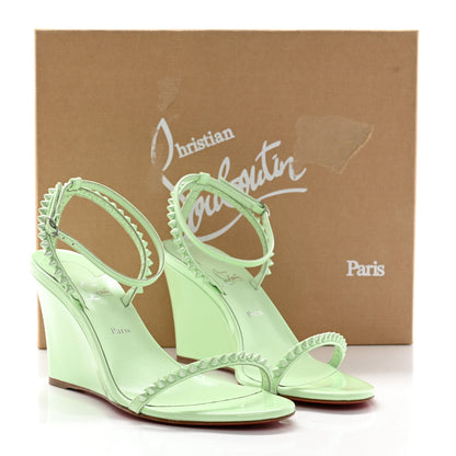 Christian Louboutin Patent Calfskin So Me Spike 85 Wedge Sandals 38 Studio Green 8 of 8