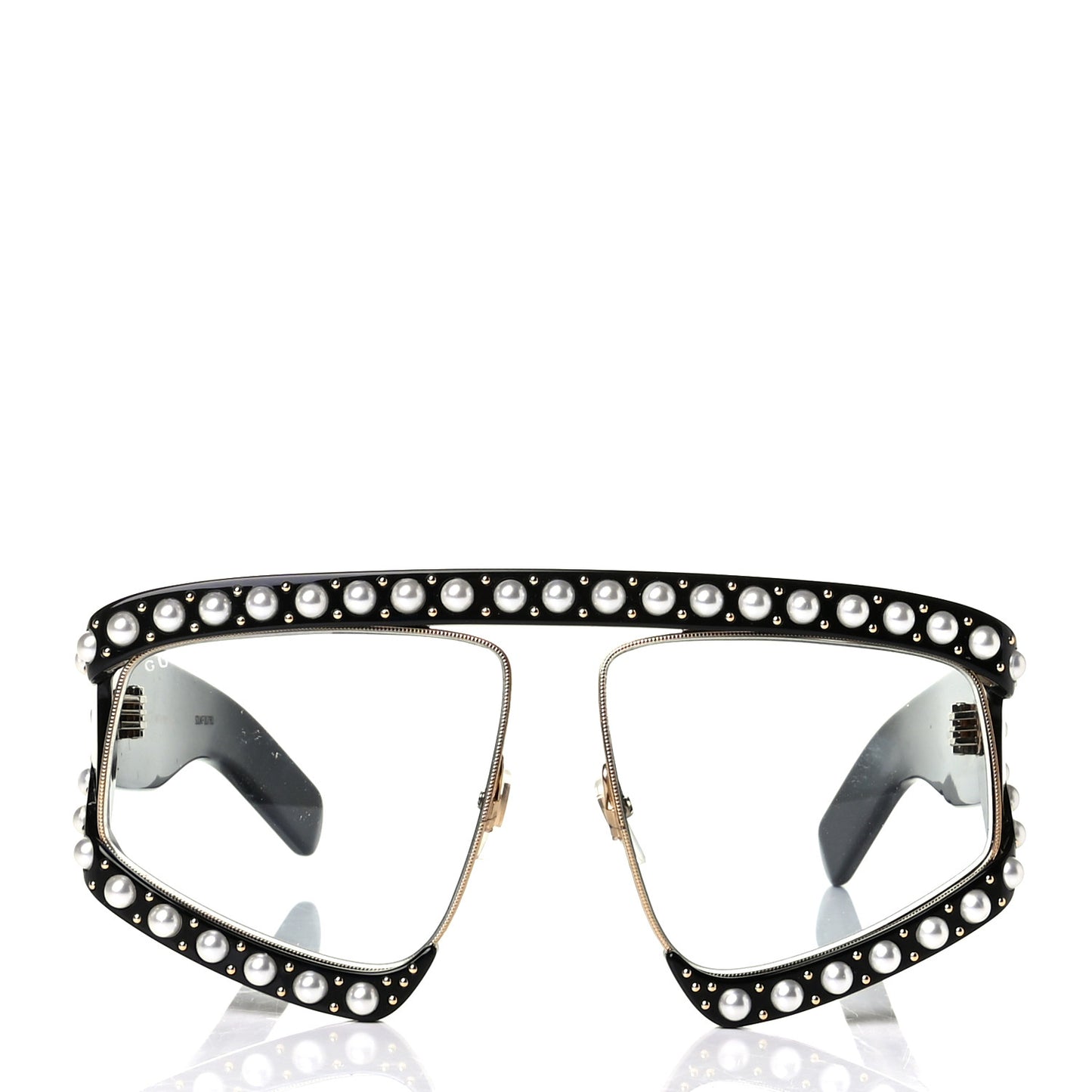 Acetate Pearl Rectangular Frame Sunglasses GG0234S Black
