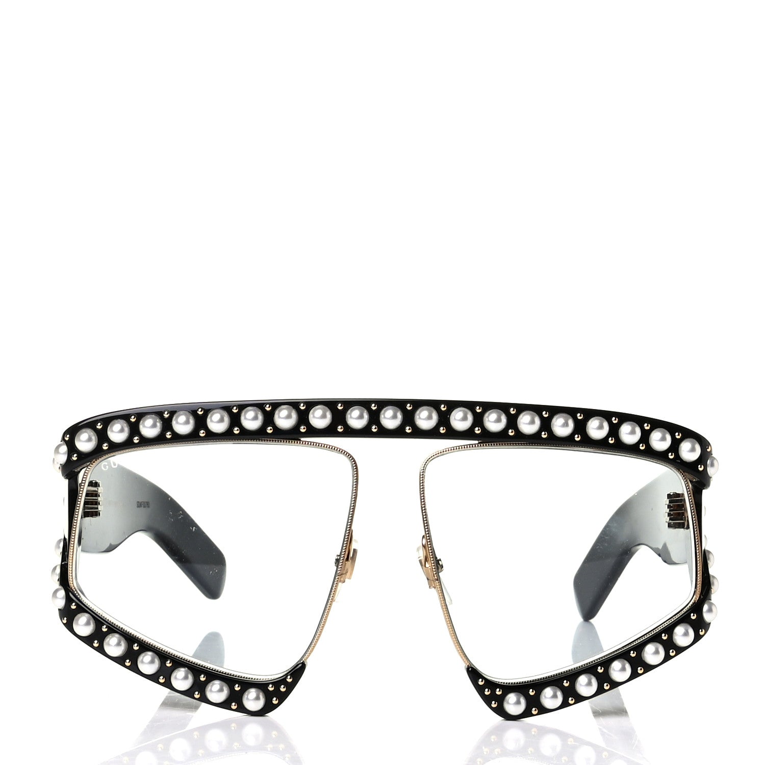 Gucci Acetate Pearl Rectangular Frame Sunglasses GG0234S Black 2 of 5