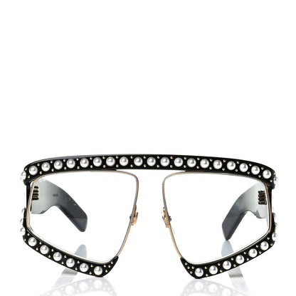 Gucci Acetate Pearl Rectangular Frame Sunglasses GG0234S Black 2 of 5