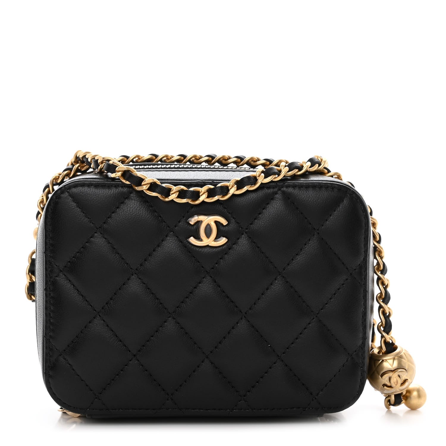 Chanel Lambskin Quilted CC Pearl Crush Camera Case Black 1 of 11