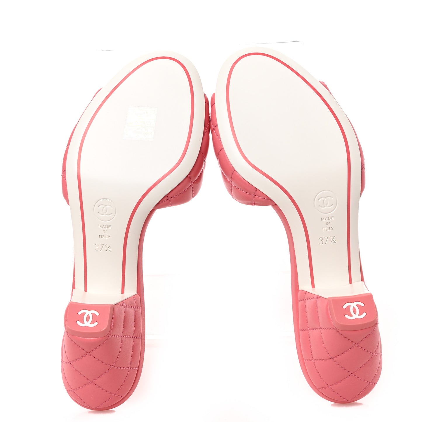 Lambskin Quilted Textured CC Mules 37.5 Pink