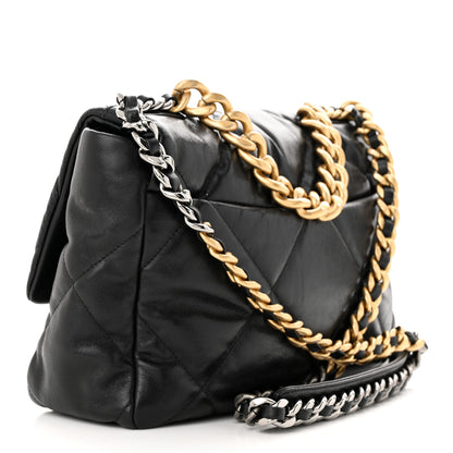 Chanel Shiny Goatskin Quilted Large Chanel 19 Flap Black 3 of 11