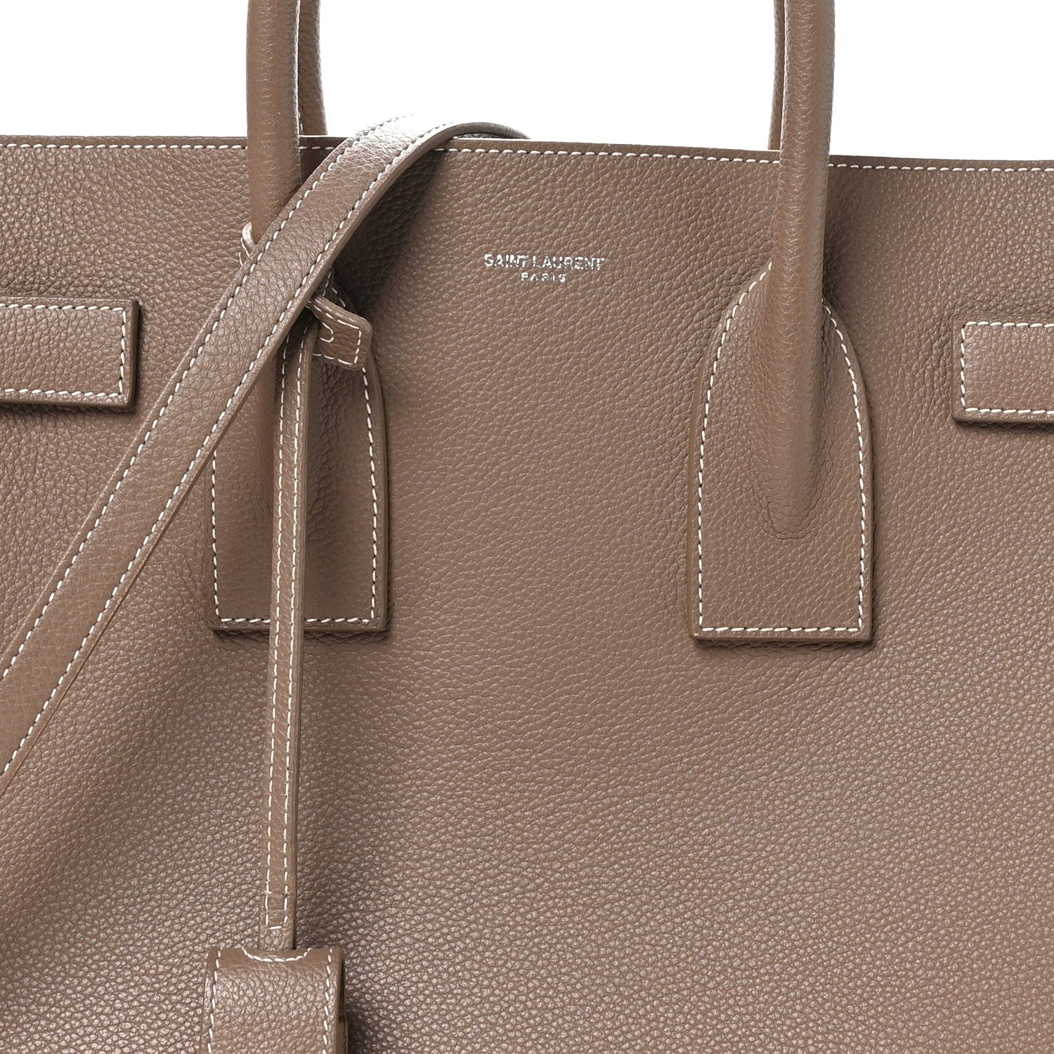 Saint Laurent Grained Calfskin Topstitch Small Classic Sac De Jour Taupe 8 of 12