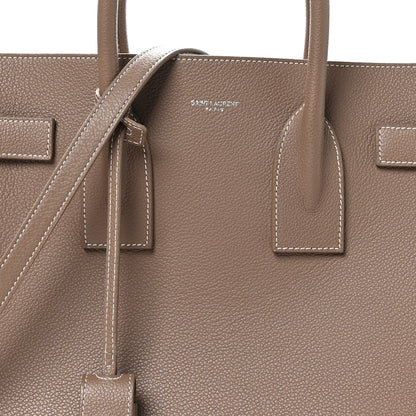 Saint Laurent Grained Calfskin Topstitch Small Classic Sac De Jour Taupe 8 of 12